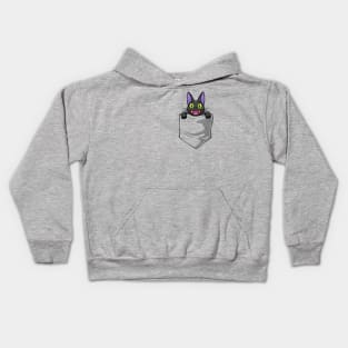 Black cat in the pocket Kids Hoodie